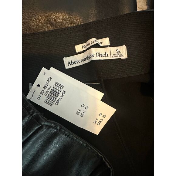 Abercrombie & Fitch Curve Love Vegan Leather Split-Hem Flare Pants Small Long NW - Picture 9 of 9